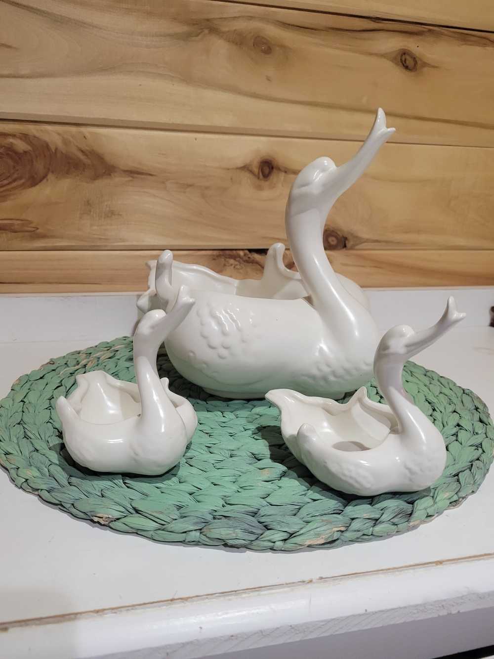 Vintage HULL Pottery Swan Planters